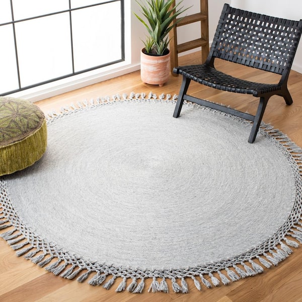 Sahara Gray Doormat 3 ft. x 3 ft. Round Solid Area Rug
