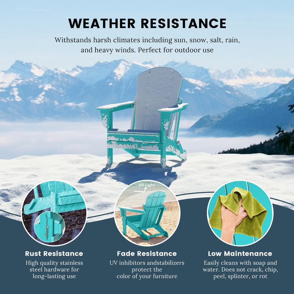 Turquoise Poly Adirondack Chair with Square Arms