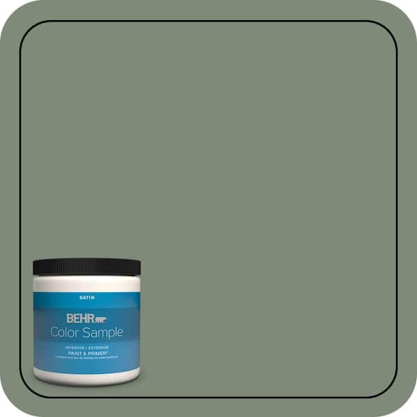 BEHR PREMIUM PLUS 8 oz. #N400-5 Thai Basil Satin Enamel Interior/Exterior Paint & Primer Color Sample
