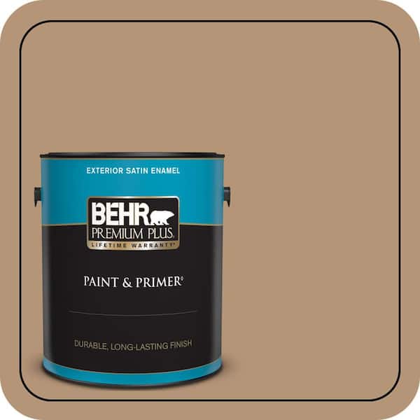 BEHR PREMIUM PLUS 1 gal. #280F-4 Burnt Almond Satin Enamel Exterior Paint & Primer