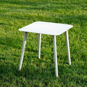 White Aluminum Side Table with Adjustable Feet