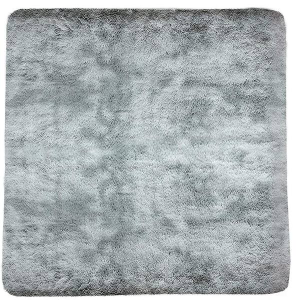 GHOUSE Contemporary Shag Grey White 4 ft. x 4 ft. Solid Square Area Rug