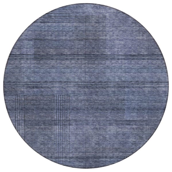Addison Rugs Chantille Machine Washable Indoor/Outdoor Abstract ACN820 Navy 8 ft. x 8 ft. Area Rug