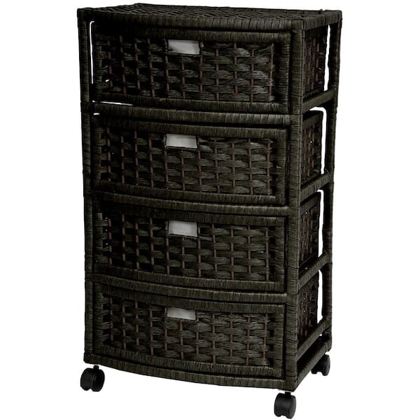 Red Lantern 4-Drawer Black Natural Fiber Trunk
