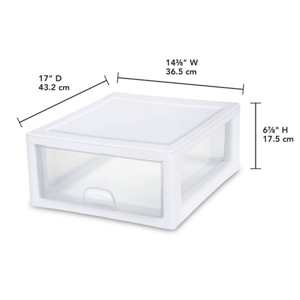 Clear and White 16 Quart Stackable Plastic Storage Drawers, Set of 18