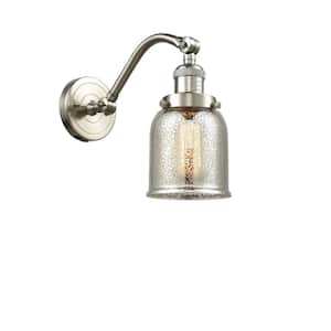 Bell 5 in. 1-Light Brushed Satin Nickel Wall Sconce with Silver Plated Mercury Glass Shade