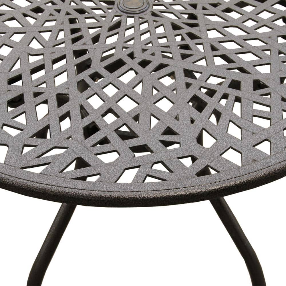 Modern Brown Aluminum 48-inch Round Outdoor Mesh Patio Dining Table