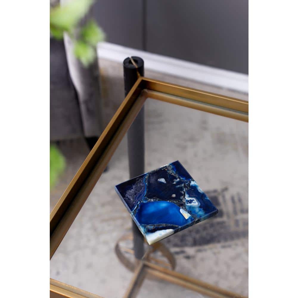 Blue Agate Stone Square Coasters - Set of 4