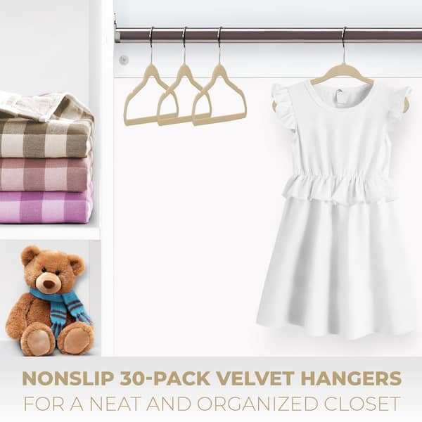 OSTO Pack of 30 Baby Premium Velvet Hangers, Black