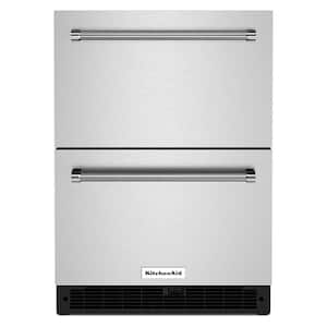 24 in. 4.44 cu. ft. Undercounter Double Drawer Refrigerator in Black Cabinet/Stainless Doors