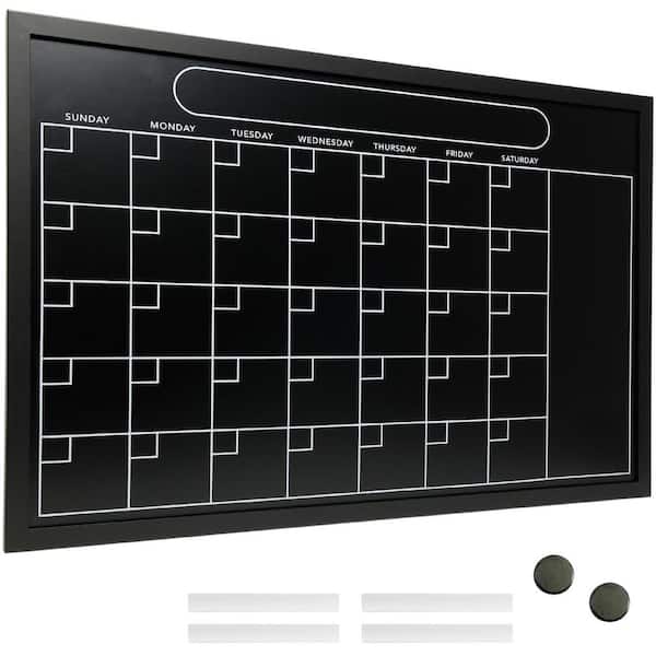 Excello 20 in. x 30 in. Magnetic Calendar Chalkboard, Black