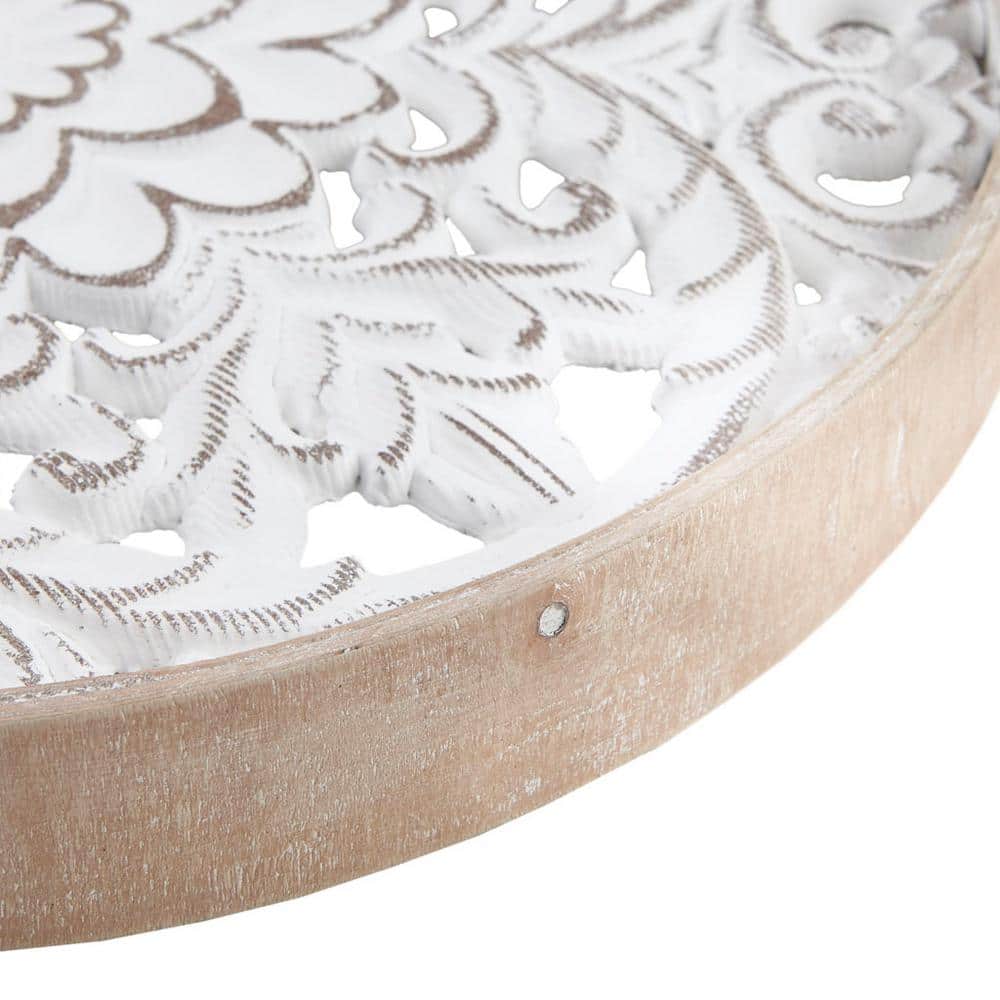 Madison Park Natural and White Fir Wood Medallion Wall Art Set