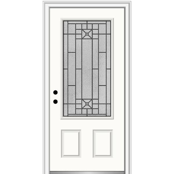 MMI Door 36 in. x 80 in. Courtyard Right-Hand 3/4-Lite Decorative Painted Fiberglass Smooth Prehung Front Door, 6-9/16 in. Frame