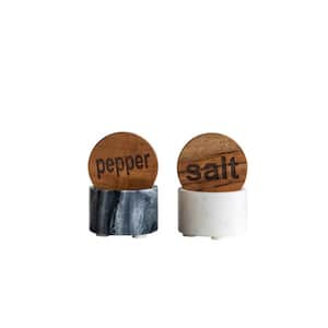 Black and White with Wood Lids (Set of 2)