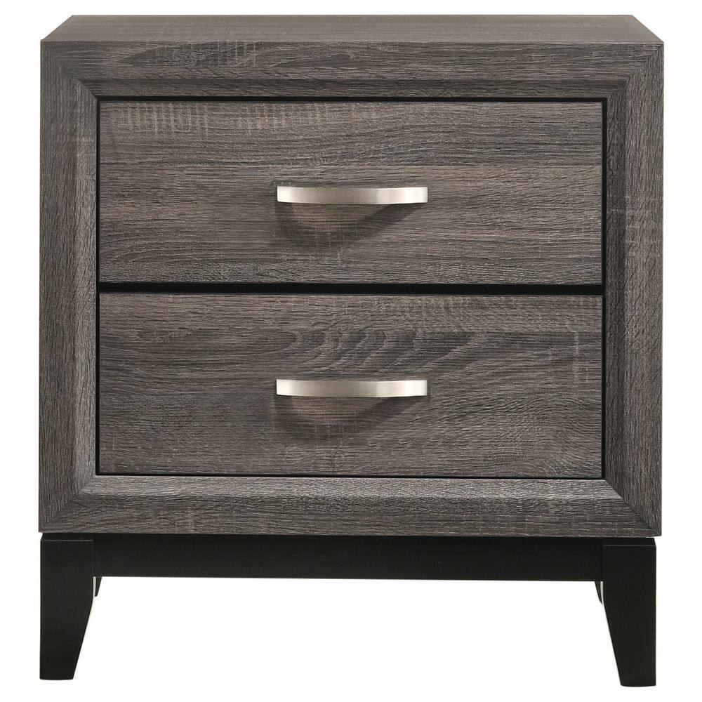 Watson 24" Gray Oak and Black 2-Drawer Nightstand