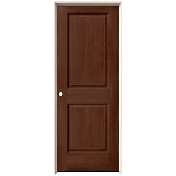 JELD-WEN 28 in. x 80 in. Carrara 2Panel Right-Hand Hollow Core Milk Chocolate Stain Molded Composite Single Prehung Interior Door