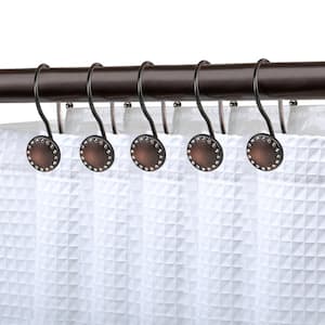 Shower Rings Double Shower Curtain Hooks for Bathroom Rust Resistant Shower Curtain Hooks Rings in Oil Rubbed Bronze