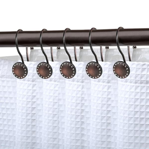 Utopia Alley Shower Rings Double Shower Curtain Hooks for Bathroom Rust Resistant Shower Curtain Hooks Rings in Oil Rubbed Bronze