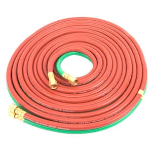 Hromee Oxygen Acetylene Hose 1/4-Inch × 50 Feet with 9/16-18 B fittings  Welding Cutting Torch Twin Hose 