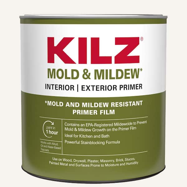 KILZ Mold and Mildew 1 qt. White Water Based Interior and Exterior Primer, Sealer and Stain-Blocker