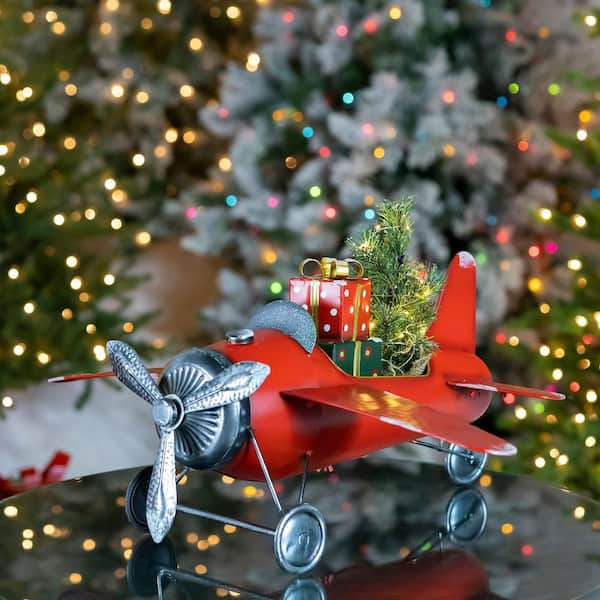 Zaer Ltd. International 29 in. Red Airplane with Lighted Christmas