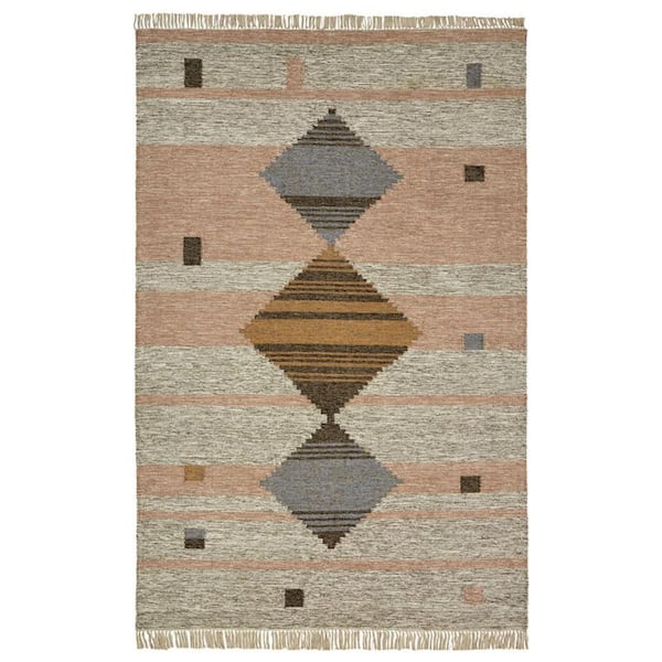 HomeRoots Bernadette Vanilla Cream 8 ft. x 10 ft. Cross Weave Geometric Cotton Wool Rectangle Area Rug