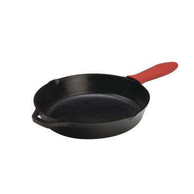 10.25 in. Cast Iron Skillet in Black with Handle Holder