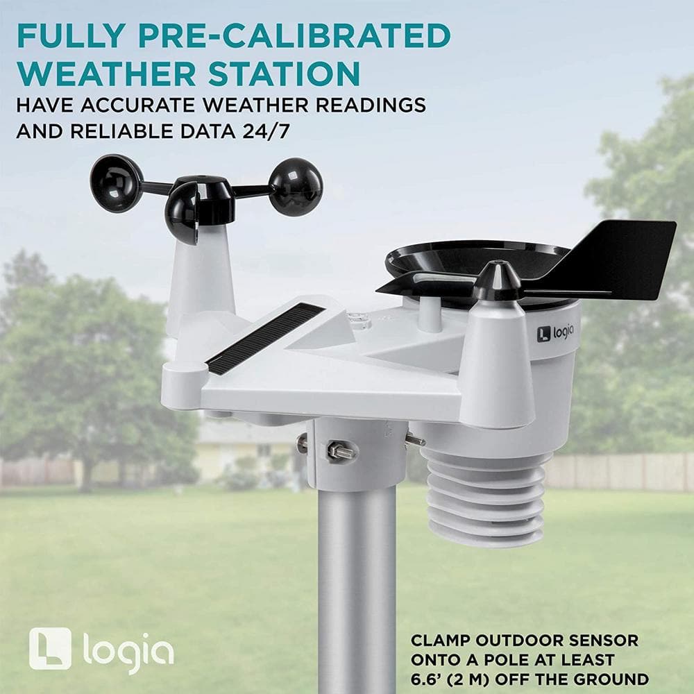 Logia 5-in-1 Wireless Solar Weather Station with LCD Display