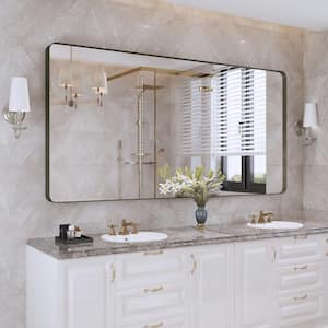 72 in. W x 36 in. H Large Rectangular Framed Wall Mounted Bathroom Vanity Mirror in Brushed Bronze