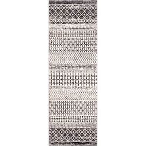 Laurine Black/White 3 ft. x 18 ft. Indoor Area Rug