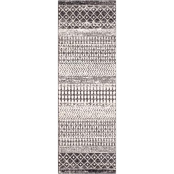 Livabliss Laurine Black/White 3 ft. x 20 ft. Indoor Runner Rug