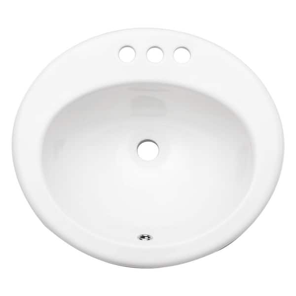 20 in. Drop-In Ceramic Bathroom Sink in White with 3 Faucet Hole