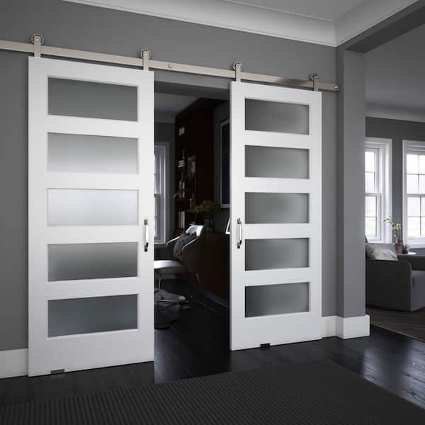 Barn doors with frosted glass