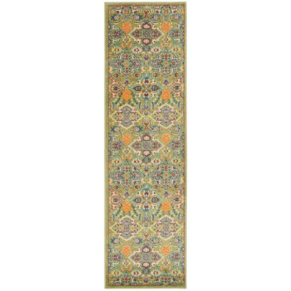 Nourison Allur Sage Ivory 2 ft. x 6 ft. All-over design Transitional Runner Area Rug
