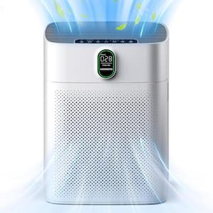 1076 Sq. Ft. Air Purifiers for Home with PM 2.5 Display Air Quality Sensor for Pet Hair, Double-sided Air Inlet in White