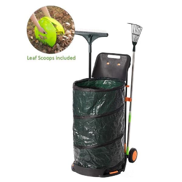 Gardenised All Purpose Garden Cart and Leaf Collector, Bonus Hand Leaf Rakes Included
