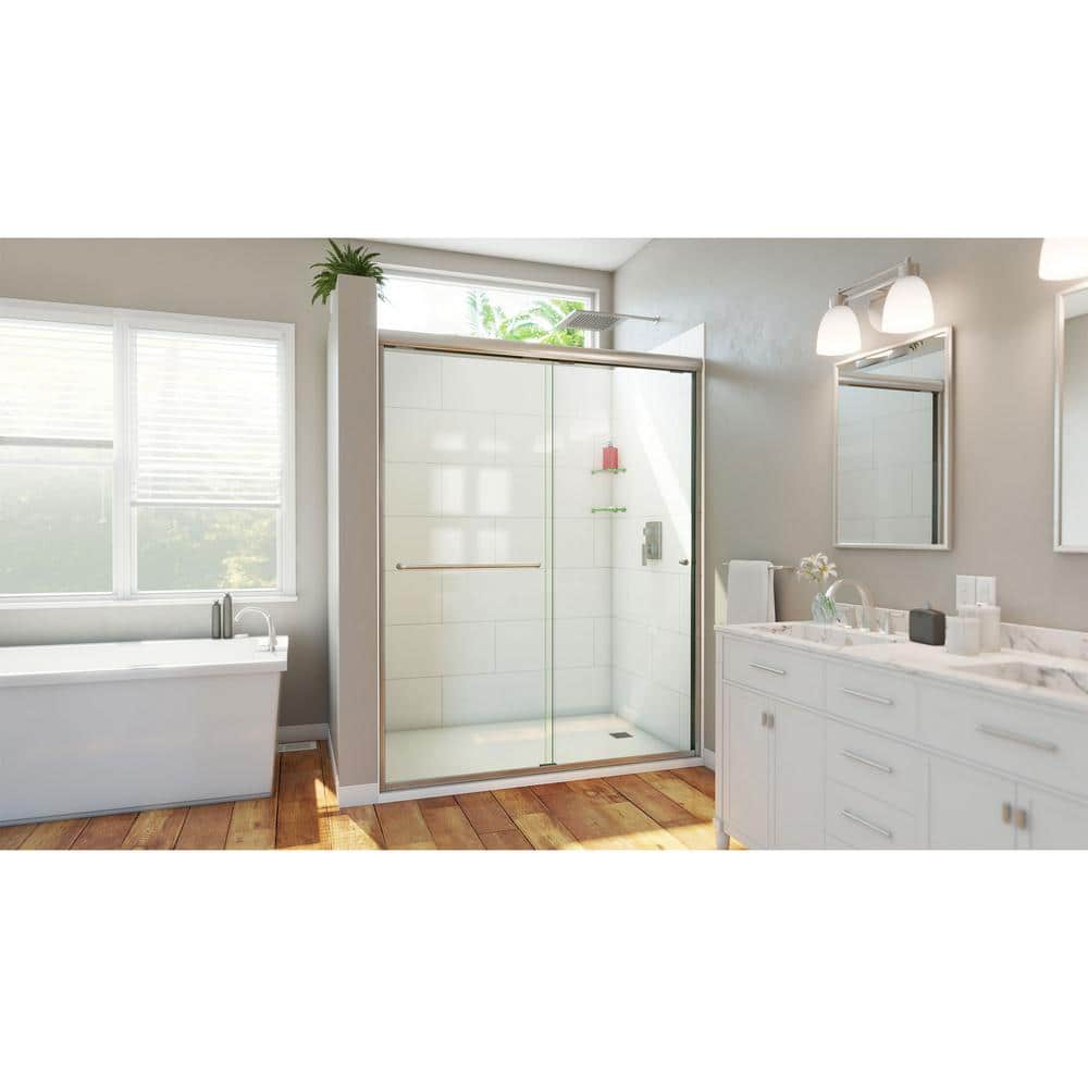 Alliance Pro HV 60" x 76.5" Semi-Frameless Sliding Shower Door in Brushed Nickel
