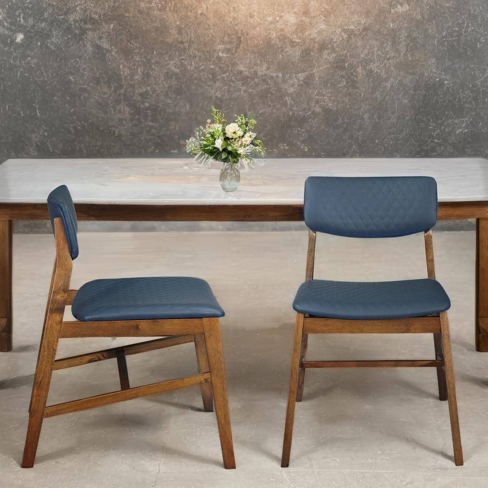 Ashcroft Furniture Co Mayumi Navy Blue Vegan Leather Japandi