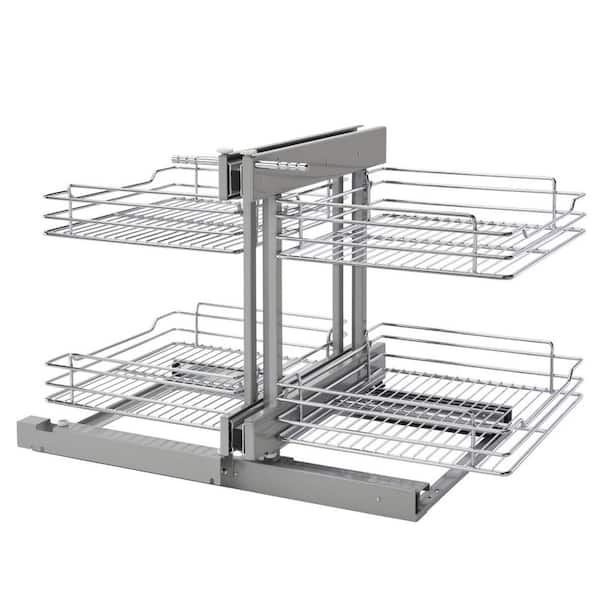 Silver 18 in. Blind Corner Kitchen Cabinet Organizer w/Soft-Close