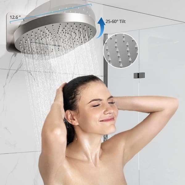 Cranach 2-Spray 5 in. LED 3-Color Dual Shower Head Wall Mount Handheld Shower Head 2.5 GPM in Brushed Gold(Valve Included)