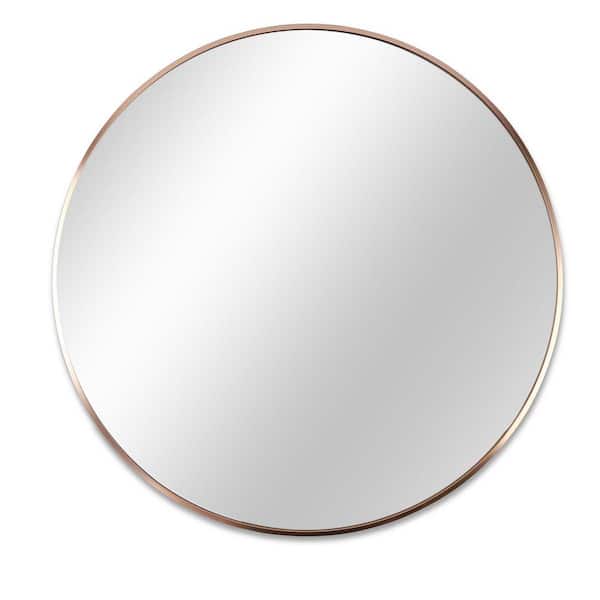 Unbranded 16 in. W x 16 in. H Round Aluminium Framed Wall Bathroom Vanity Mirror in Gold