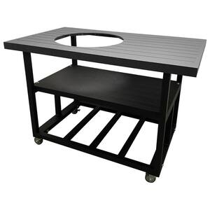 35 in. H x 52 in. W x 30 in. D Charcoal Gray Alum Grill Cart Table for KamadoJoe Classic Joe Grill Series I