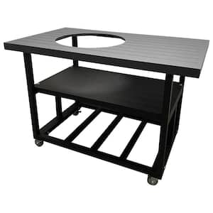 52 in. Aluminum Grill Cart Table for Vision Professional Grill in Charcoal Gray with Locking Wheels, Lifetime Warranty