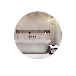 24 in. W x 24 in. H Frameless Large Round Wall Mount Bathroom Vanity Mirror in Silver