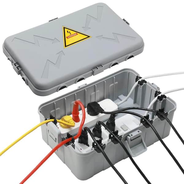 12.5 in. D x 8.5 in. W x 5 in. H Plastic Gray Outdoor Electrical Box 1-Gang with IP54 Waterproof and Weatherproof
