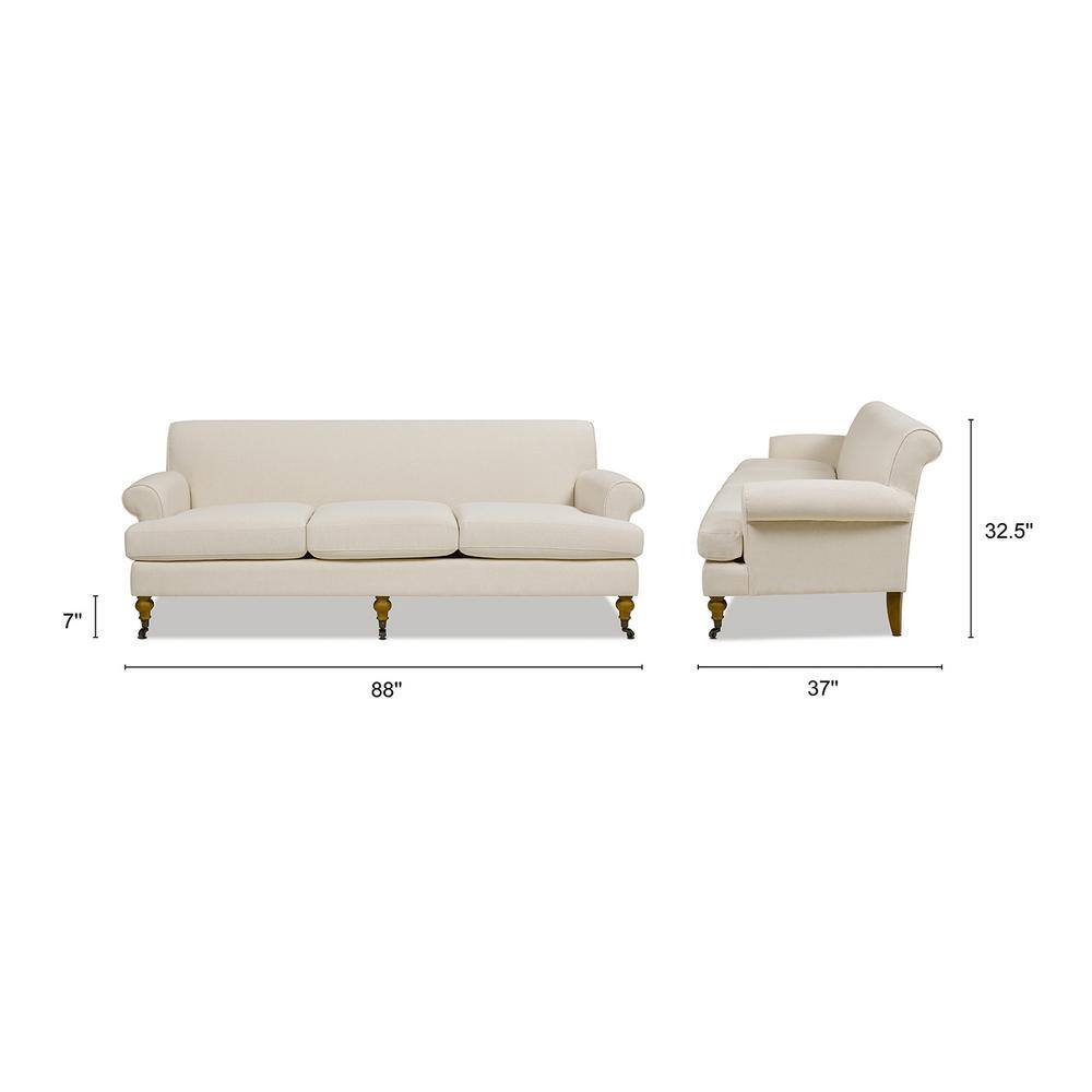 Alana Light Beige Linen Upholstered Lawson Sofa with Removable Cushions