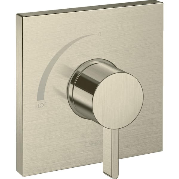 Hansgrohe Ecostat Square Single-Handle Shower Trim Kit in Brushed Nickel Valve Not Included