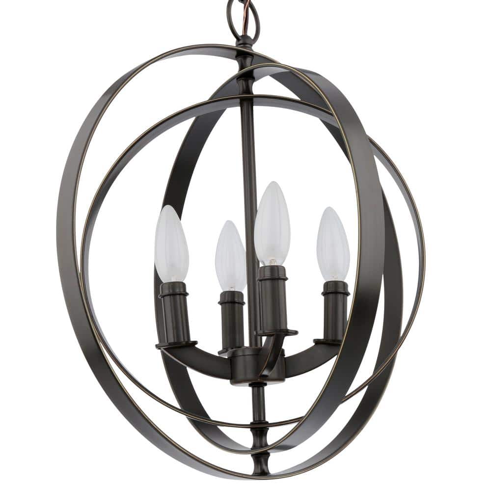 Antique Bronze 4-Light Globe Foyer Pendant