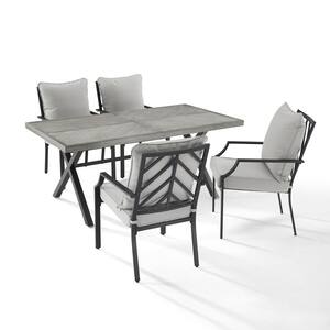 Otto Black 5-Piece Metal Outdoor Dining Set with Gray Cushions