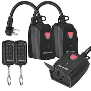 Outdoor Indoor Wireless Remote Control Outlet with 2 Remotes, 3-Prong Remote Plug Weatherproof